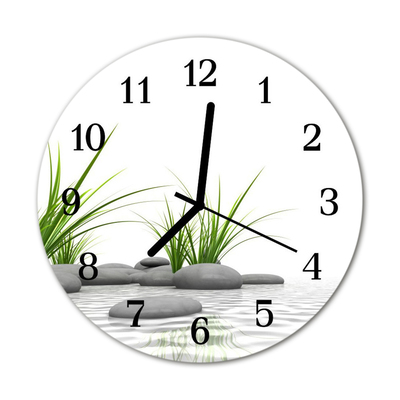 Glass Wall Clock Stones nature white