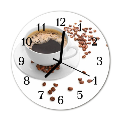 Glass Wall Clock Coffee food and drinks white