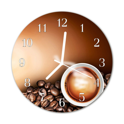 Glass Wall Clock Coffee food and drinks brown