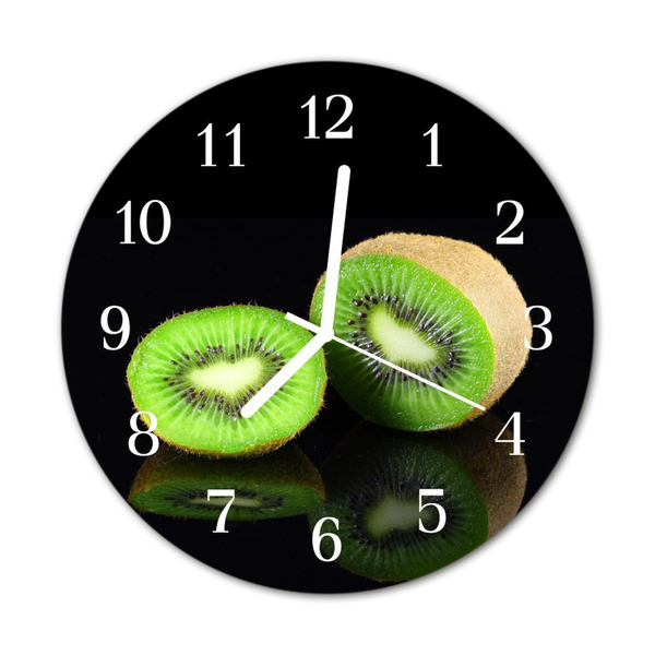 Glass Wall Clock Kiwi fruit black