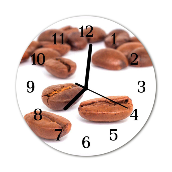 Glass Wall Clock Coffee beans food and drinks brown