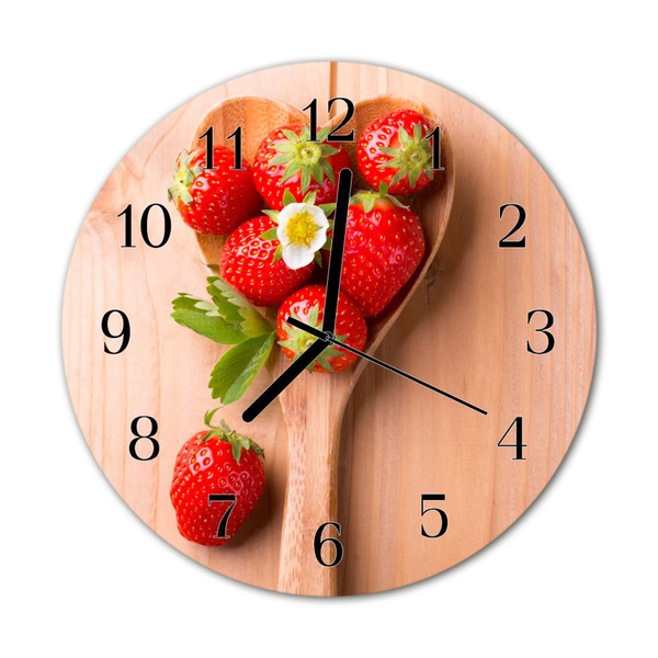 Glass Wall Clock Strawberry fruit red