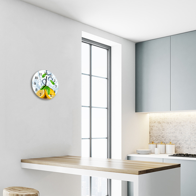 Glass Wall Clock Lemon fruit yellow