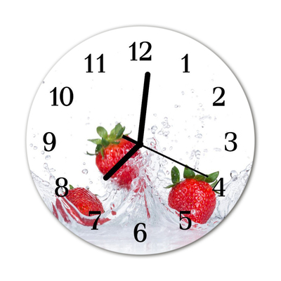 Glass Wall Clock Strawberry fruit white