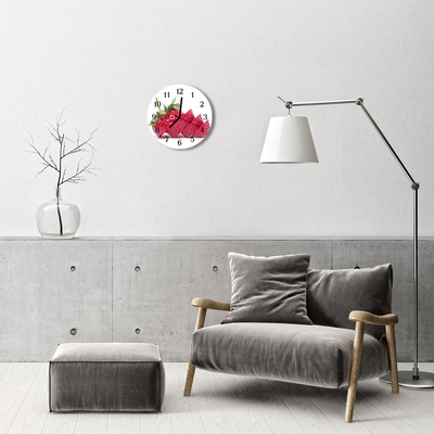 Glass Wall Clock Strawberry fruit red