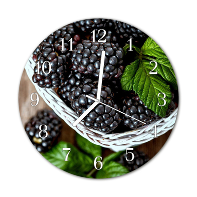 Glass Wall Clock Blackberries fruit purple