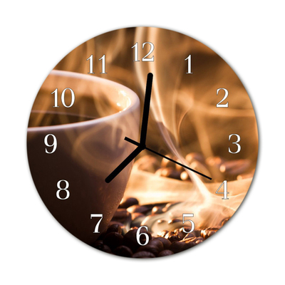 Glass Wall Clock Coffee food and drinks brown