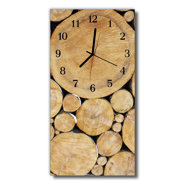 Glass Wall Clock Wood