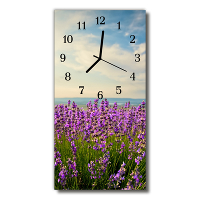 Glass Wall Clock Flowers