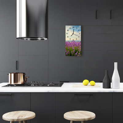 Glass Wall Clock Flowers