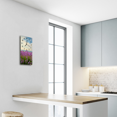 Glass Wall Clock Flowers
