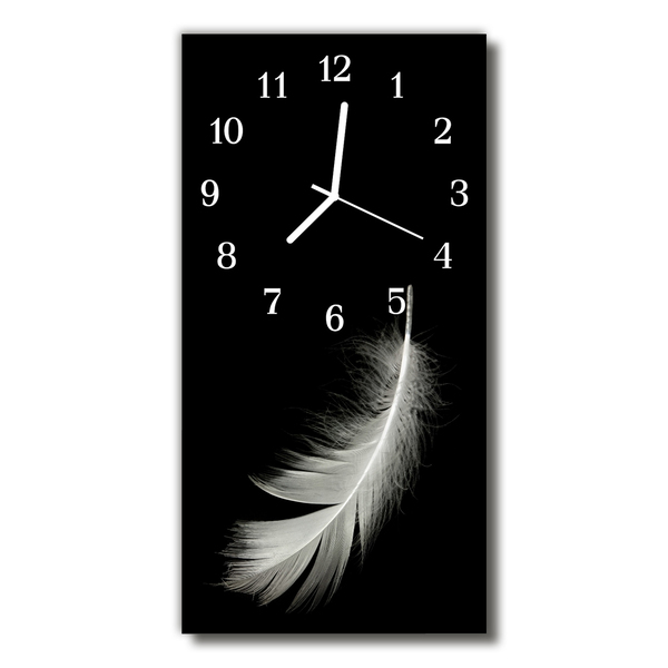Glass Wall Clock Feather