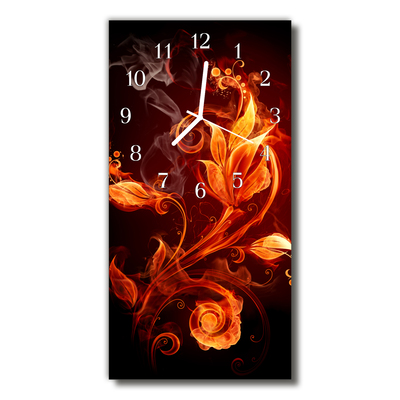Glass Wall Clock Flowers