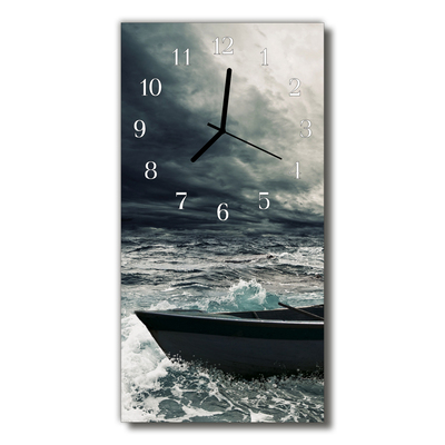 Glass Wall Clock Boat