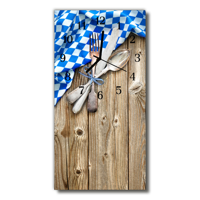 Glass Wall Clock Bavarian wooden plate