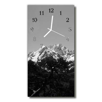 Glass Wall Clock Mountains