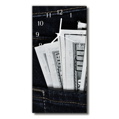 Glass Wall Clock Banknotes