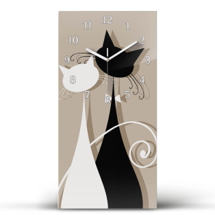 Glass Wall Clock Cats