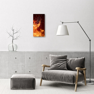 Glass Wall Clock Fire