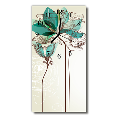 Glass Wall Clock Flower