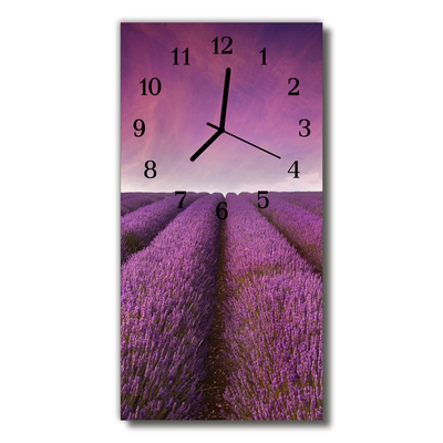 Glass Wall Clock Lavender field