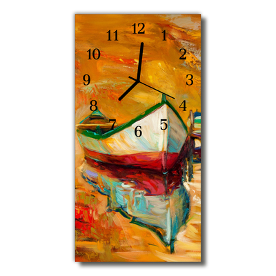 Glass Wall Clock Boat