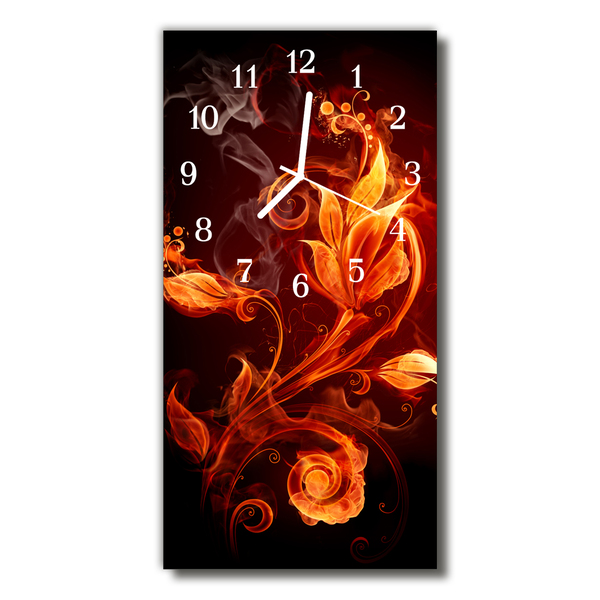 Glass Wall Clock Flowers abstract