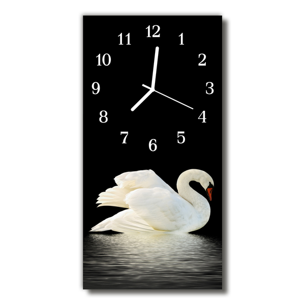 Glass Wall Clock Swan