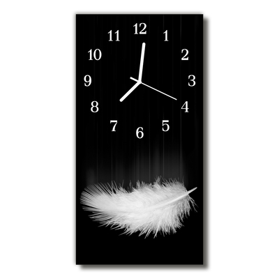 Glass Wall Clock Feather