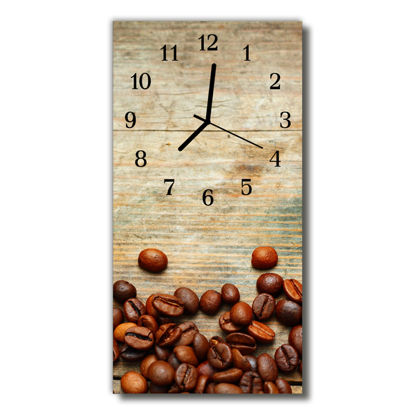Glass Wall Clock Coffee beans wood