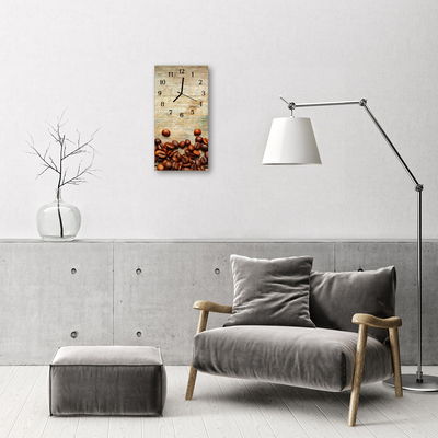 Glass Wall Clock Coffee beans wood