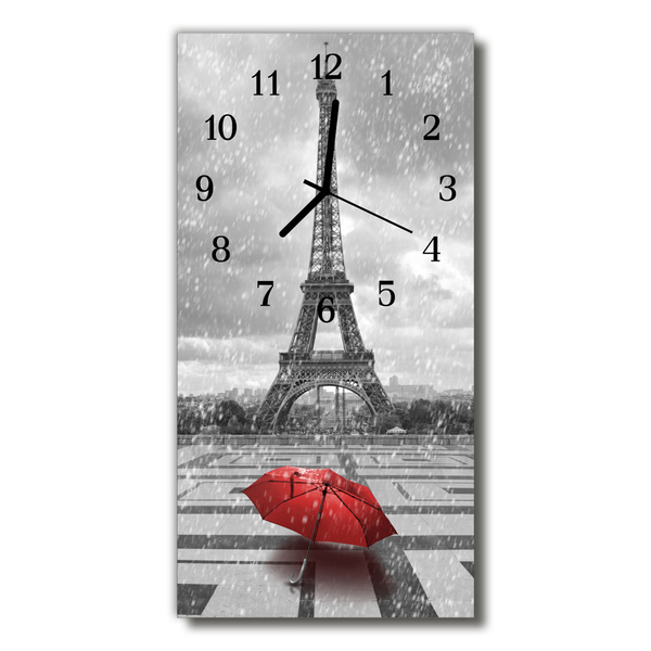 Glass Wall Clock Eiffel tower