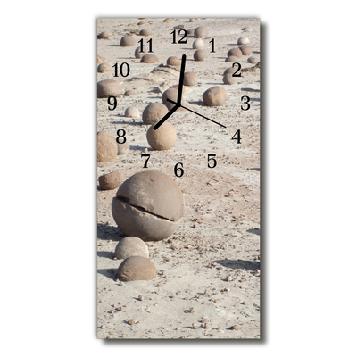 Glass Wall Clock Beach stones