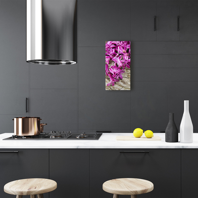 Glass Wall Clock Flowers