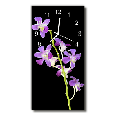 Glass Wall Clock Flowers