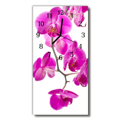 Glass Wall Clock Orchids