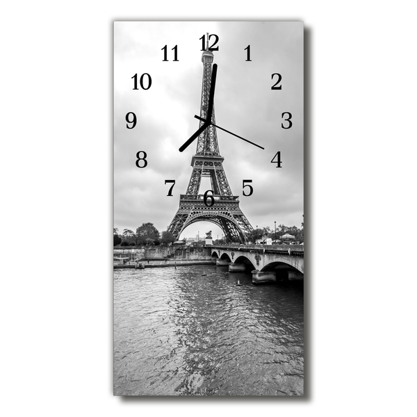 Glass Wall Clock Eiffel tower view
