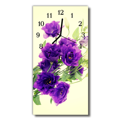 Glass Wall Clock Flowers