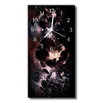 Glass Wall Clock Flowers