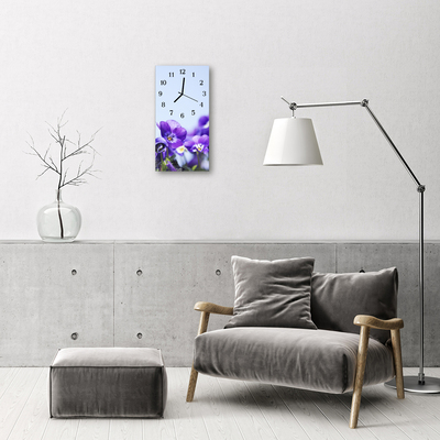 Glass Wall Clock Flowers