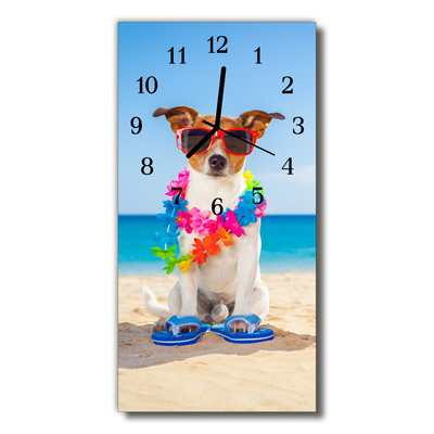 Glass Wall Clock Dog