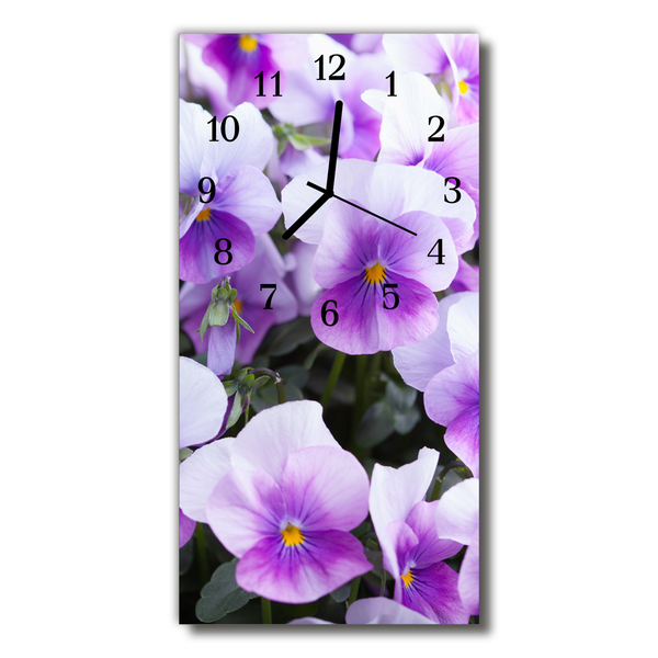 Glass Wall Clock Flowers