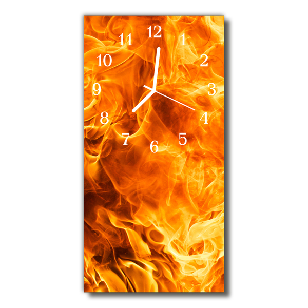 Glass Wall Clock Fire