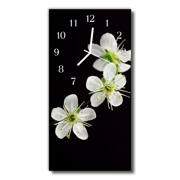 Glass Wall Clock Flowers