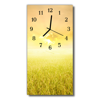 Glass Wall Clock Cornfield