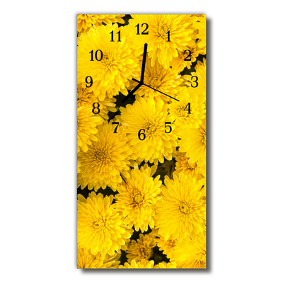 Glass Wall Clock Flowers