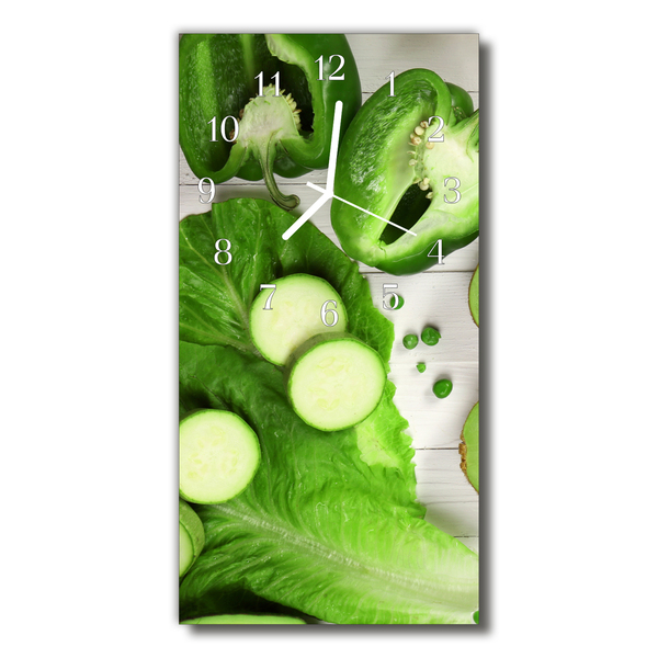 Glass Kitchen Clock Vegetables