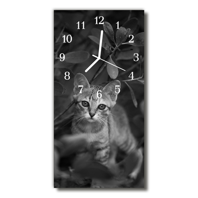 Glass Kitchen Clock Cat