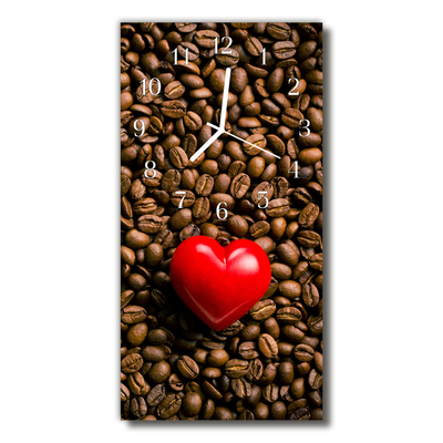Glass Kitchen Clock Coffee beans heart