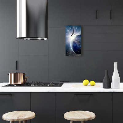 Glass Kitchen Clock Earth universe